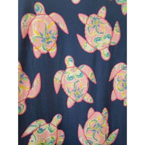 Simply Southern Dress Small Blue Pink Turtle Print 3/4 Sleeve Ruffle Hem F12.3 - Picture 10 of 11